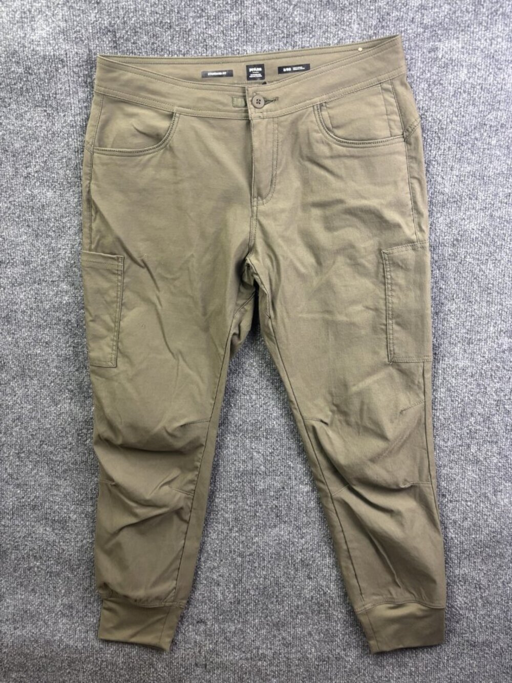 PrAna Jogger Pants Womens 8 Green Twill Standard Fit Stretch‎ Pockets Cuffed